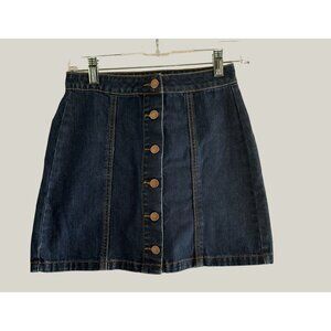 Forever 21 Women's Denim Button-Front Mini Skirt Size S Sku 3189